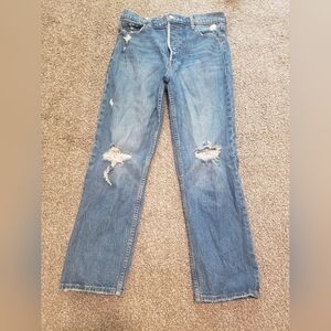 Gap Women's High-Rise Cheeky Straight Jeans, Size 10/30, Denim with Button Fly